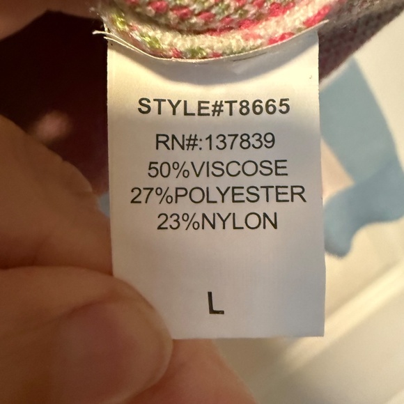 Anthropologie Luna Ivy Strawberry Blue White Checkered Sweater Size Large - Picture 11 of 13